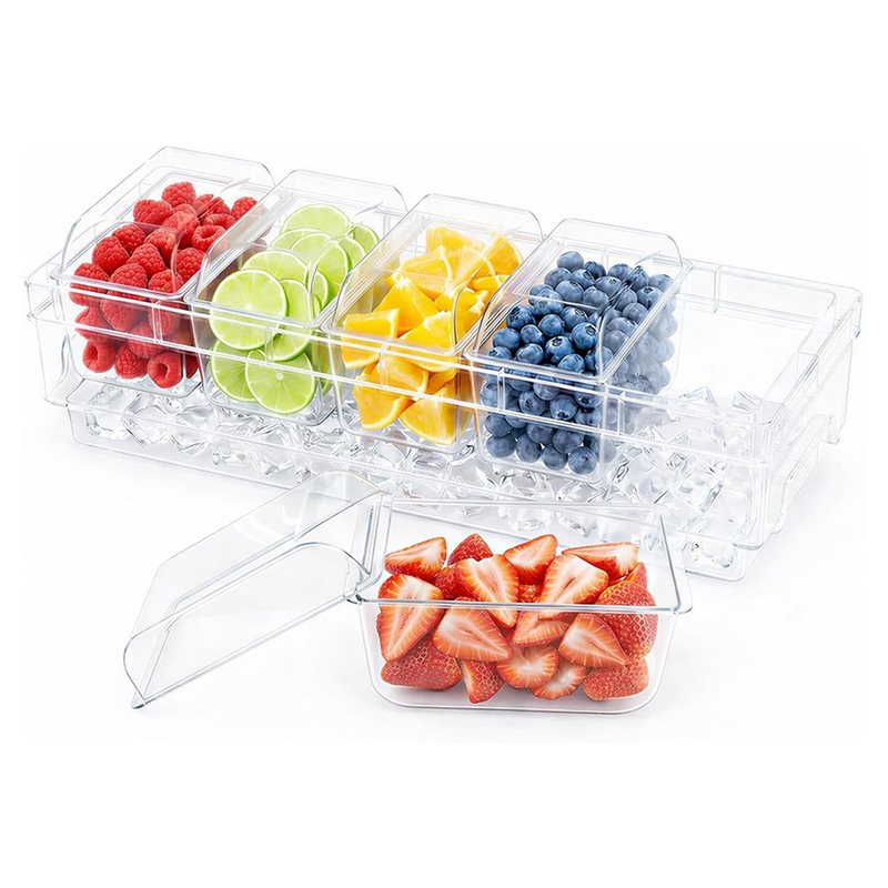 Garnish Tray Set - DTA4-For Bar Supplies,Clear Serving Platter, Chilled