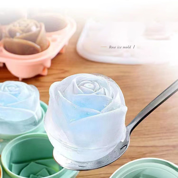 Ice Mold Sphere - 3D Rose Ice Molds 4 Holes