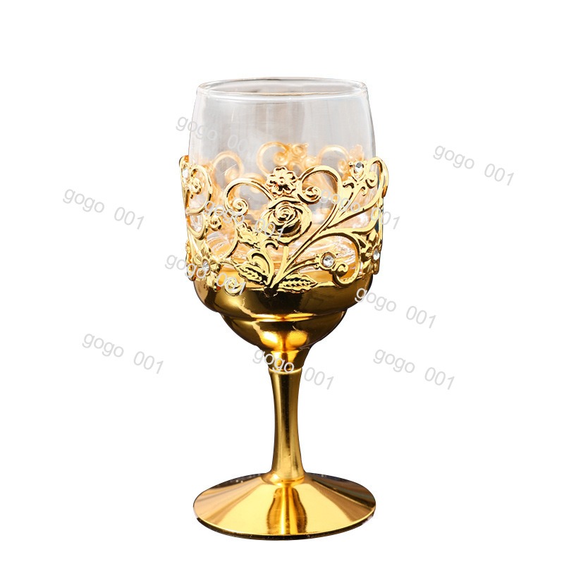 Highball Glass Set - Metal & Glass Liquor Glasses Set