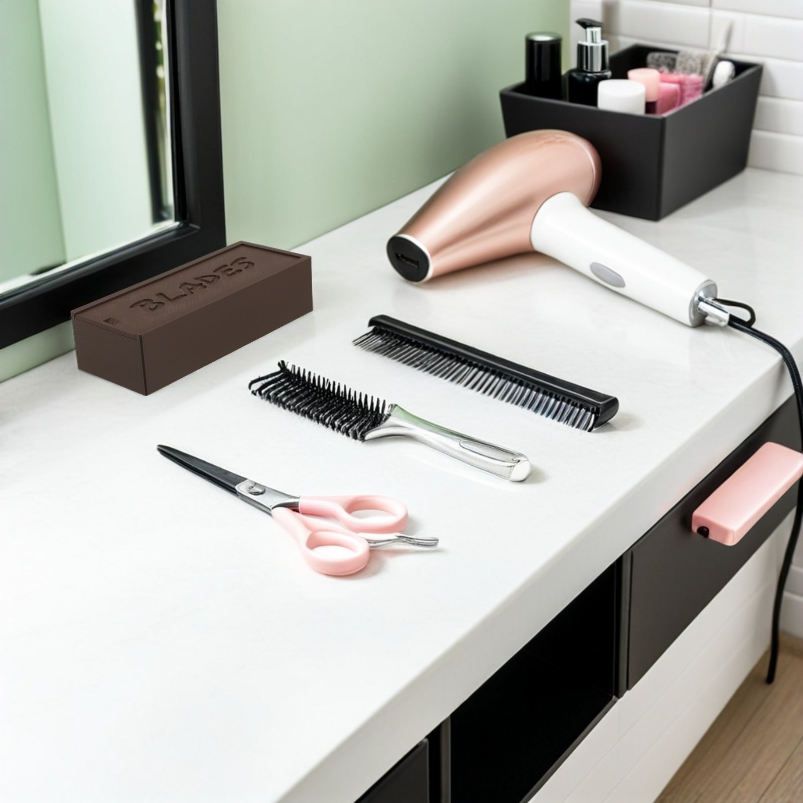Home Barber - Brown Double Compartment Blade Storage Case