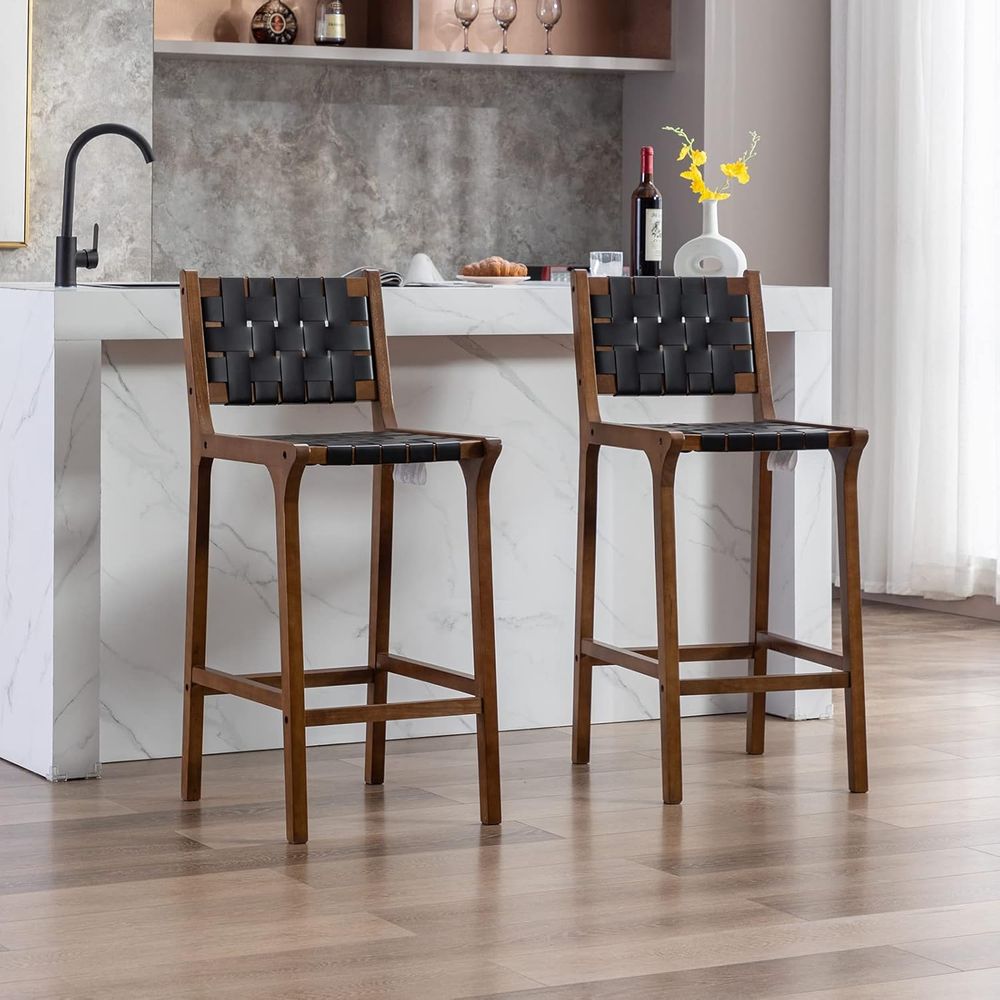 Set of 2 Wooden Bar Stools, Bl - огляд і ціна Home Bar Stools