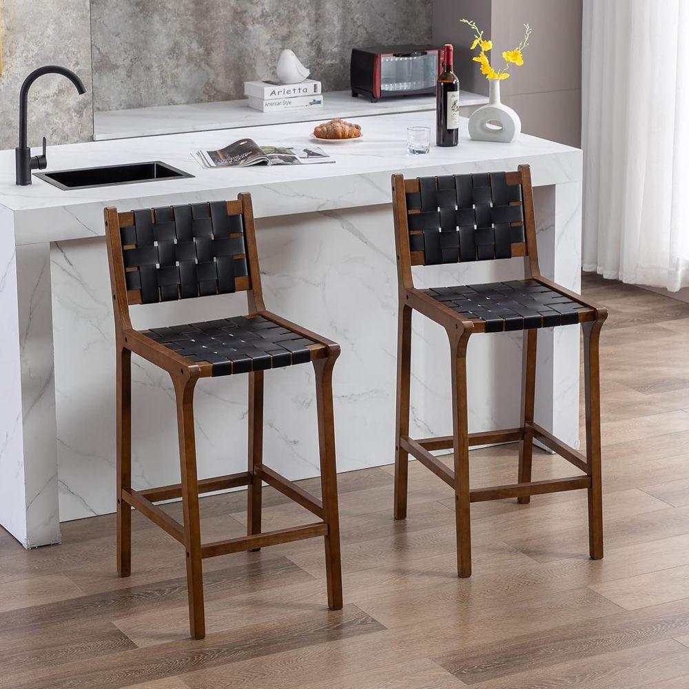 Set of 2 Wooden Bar Stools, Bl - огляд і ціна Home Bar Stools