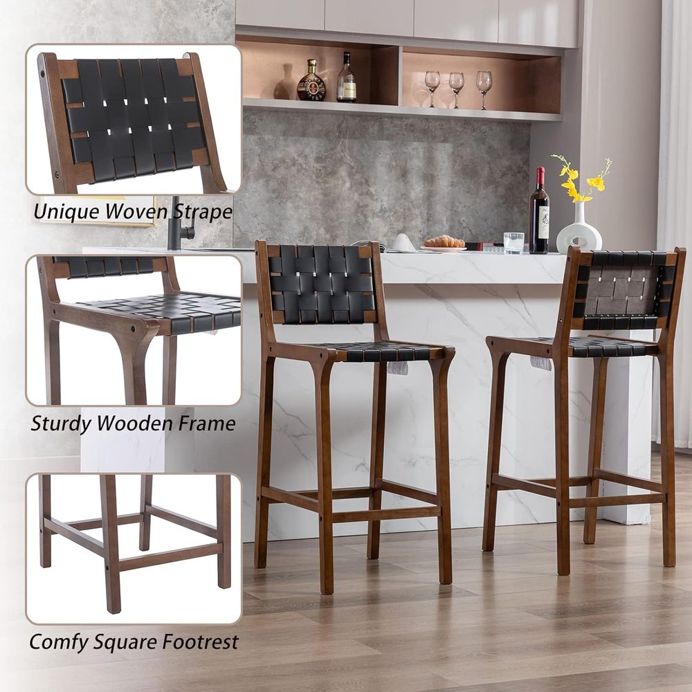 Set of 2 Wooden Bar Stools, Bl - огляд і ціна Home Bar Stools