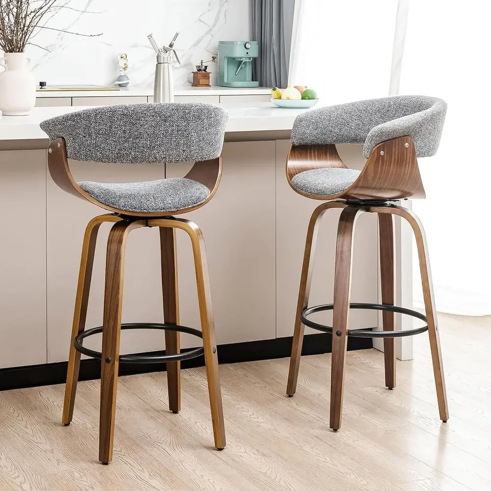 Set of 2 Gray Fabric Swivel Ba - огляд і ціна Home Bar Stools