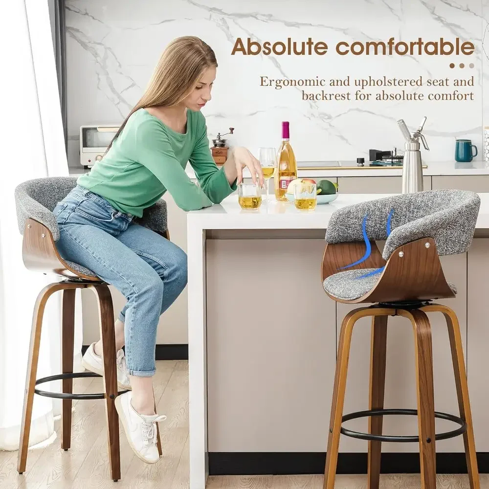 Set of 2 Gray Fabric Swivel Ba - огляд і ціна Home Bar Stools