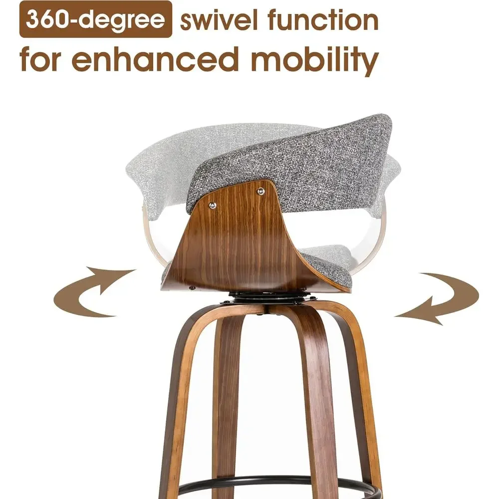 Set of 2 Gray Fabric Swivel Ba - огляд і ціна Home Bar Stools