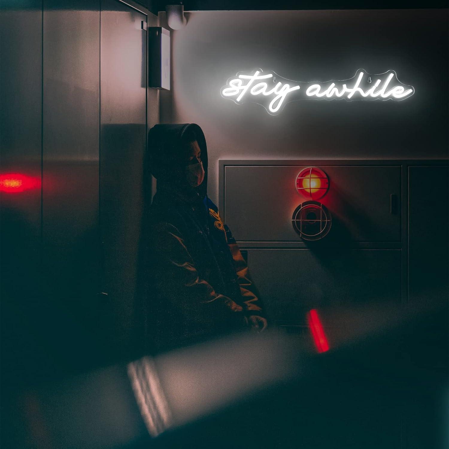 Stay Awhile Neon Signs USB Dim - огляд і ціна Home Bar Signs