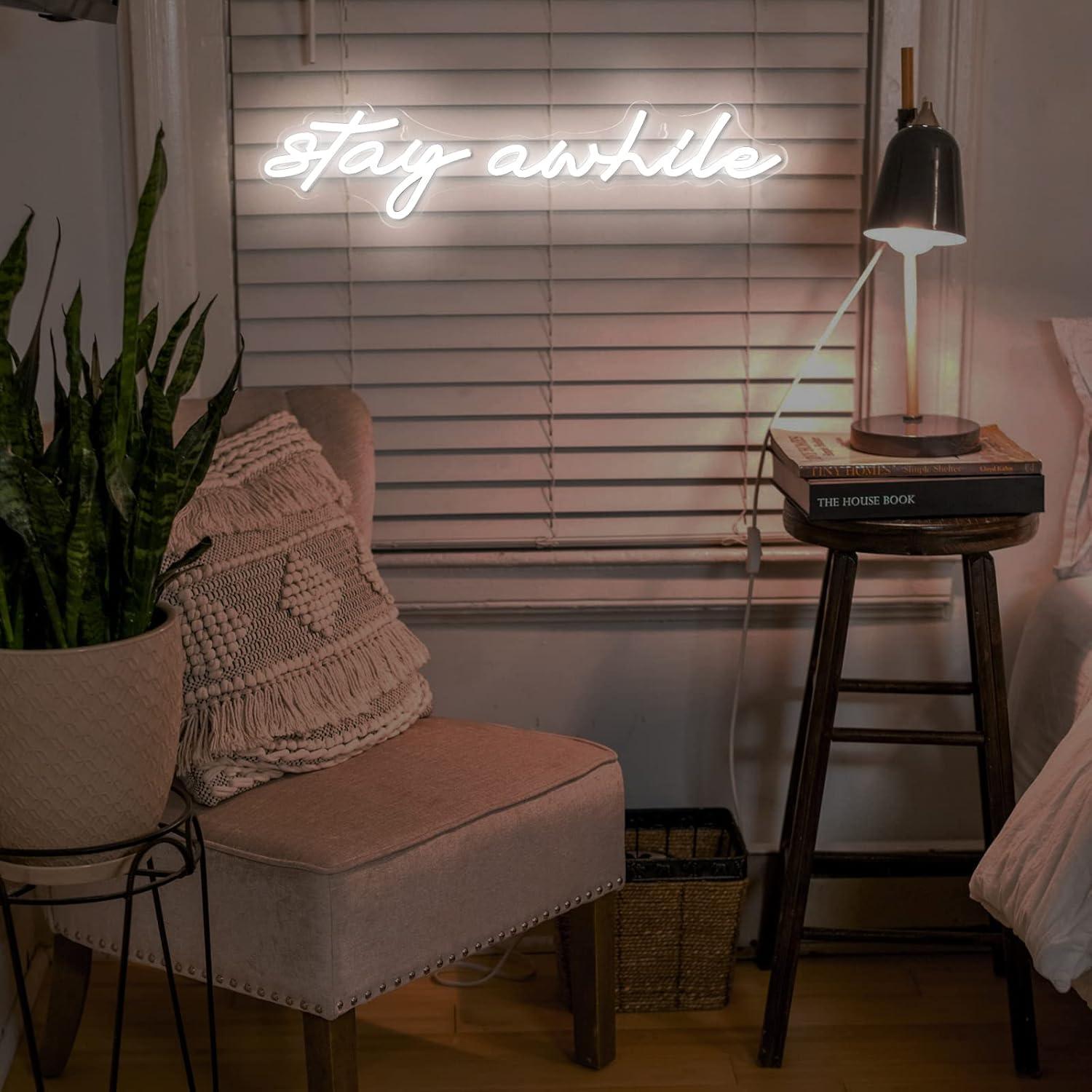Stay Awhile Neon Signs USB Dim - огляд і ціна Home Bar Signs