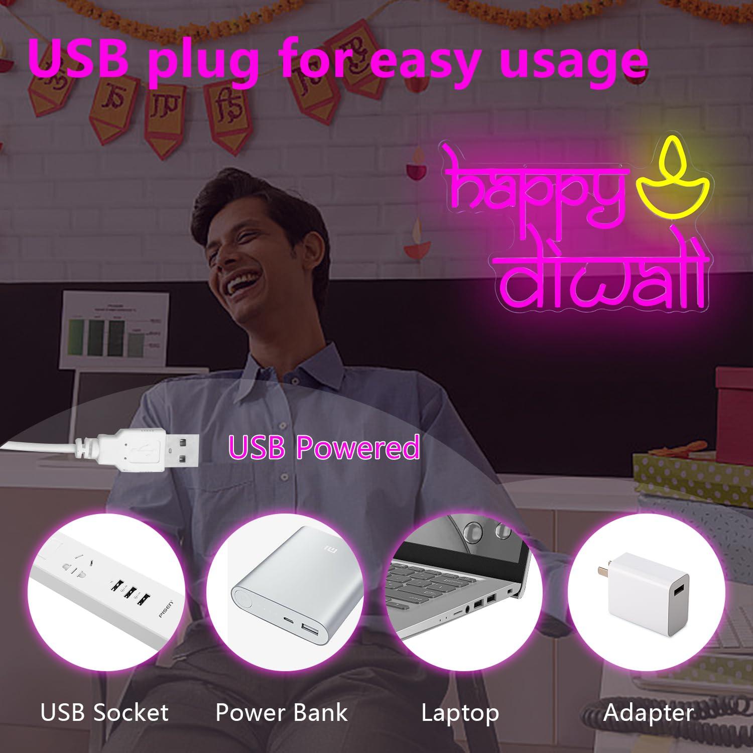 Happy Diwali Neon Sign USB Pow - огляд і ціна Home Bar Signs