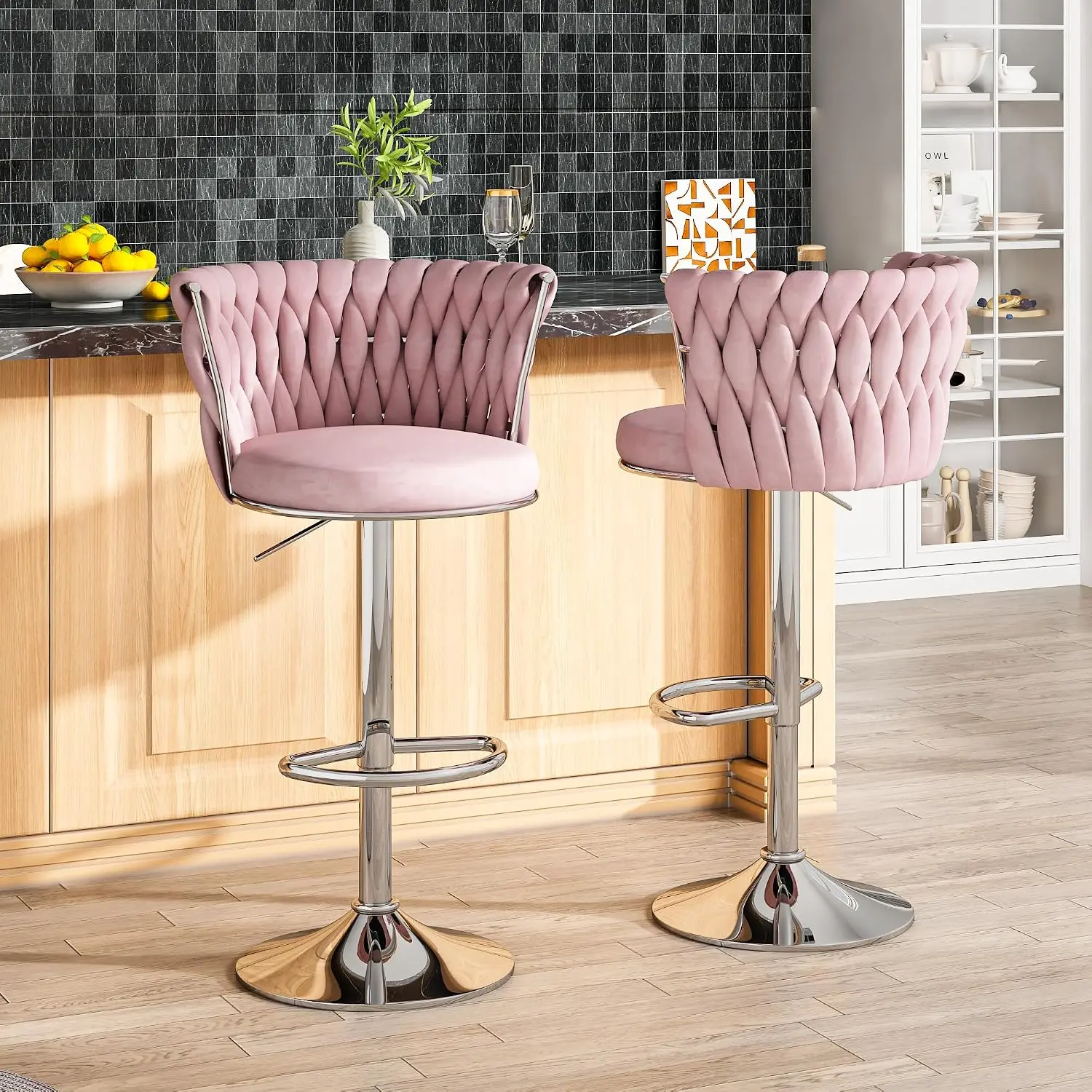 Velvet Bar Stools Set Of 2, Sw - огляд і ціна Home Bar Stools