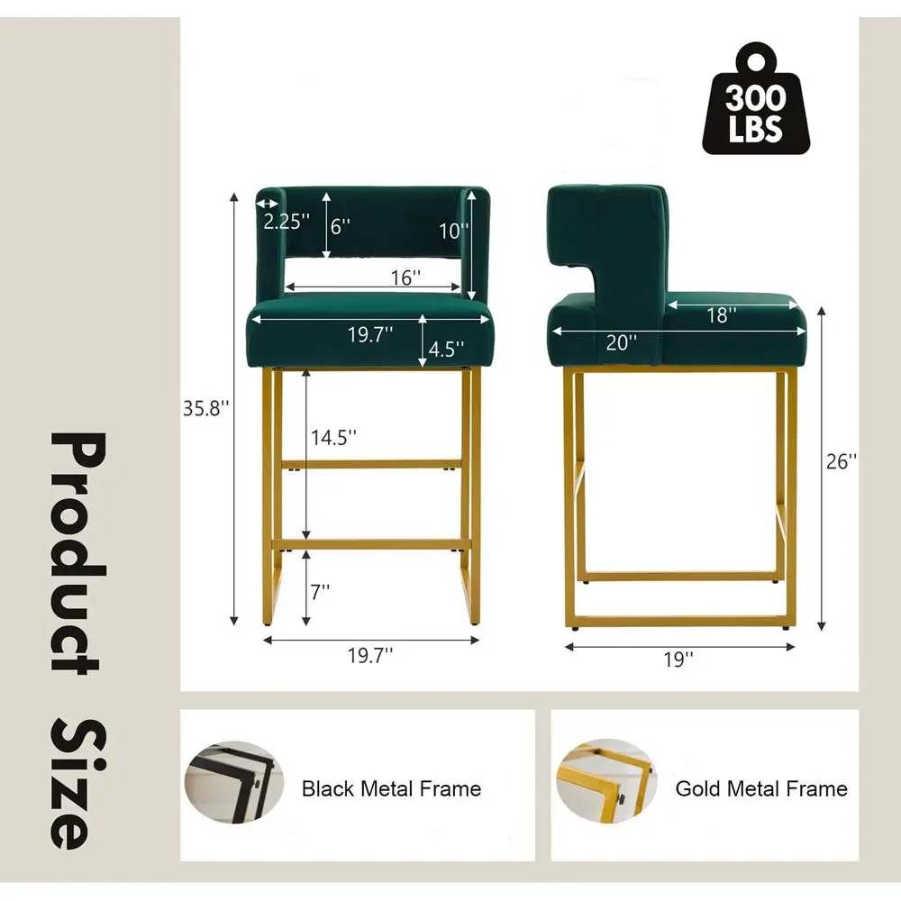 Set of 2 Green Velvet Bar Stoo - огляд і ціна Home Bar Stools