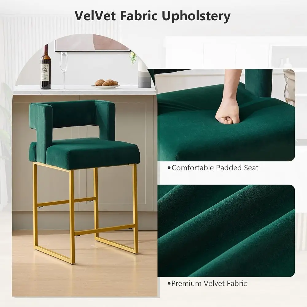 Set of 2 Green Velvet Bar Stoo - огляд і ціна Home Bar Stools