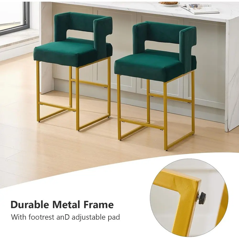 Set of 2 Green Velvet Bar Stoo - огляд і ціна Home Bar Stools