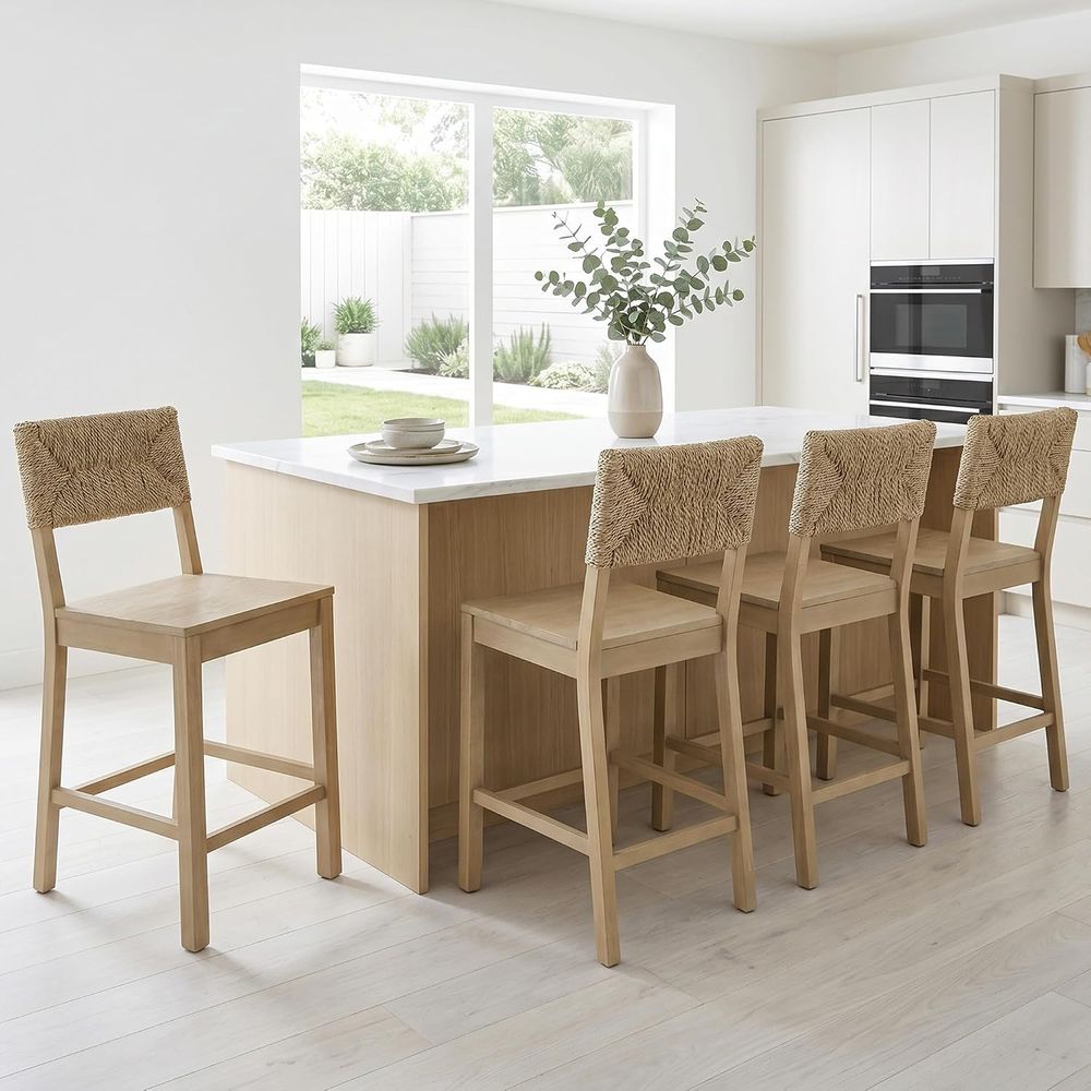 Set of 2 Natural Seagrass Back - огляд і ціна Home Bar Stools