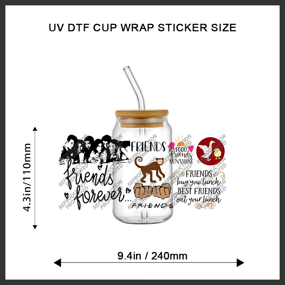 Retro Friend Themed UV DTF 16o - огляд і ціна Old Fashioned Glass