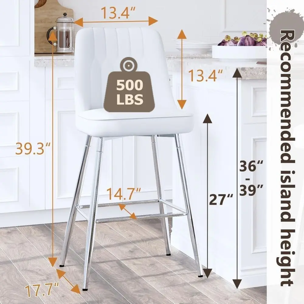 Set of 2 White Upholstered 27  - огляд і ціна Home Bar Stools