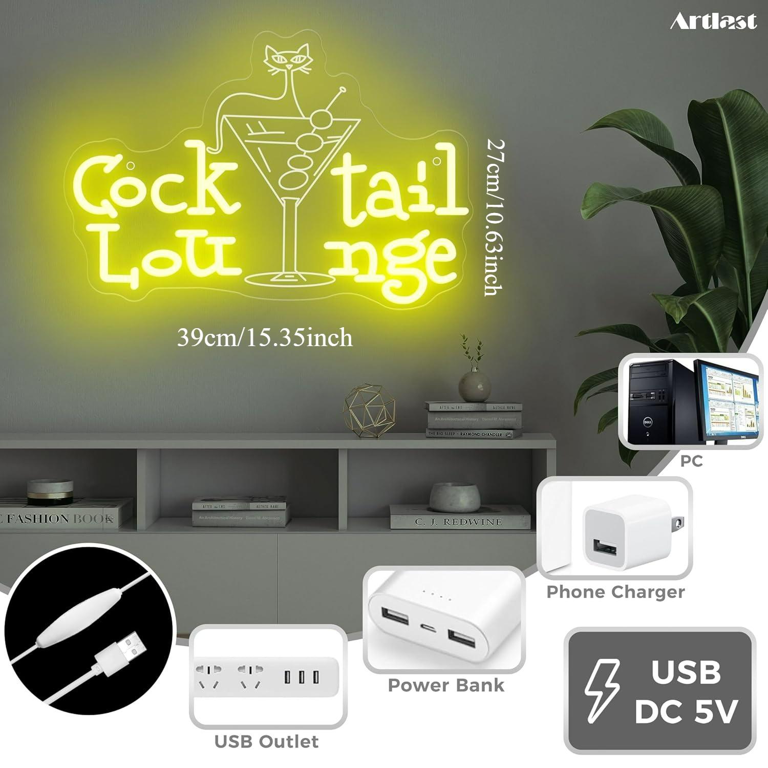 Cocktail Lounge Neon Sign Dimm - огляд і ціна Home Bar Signs